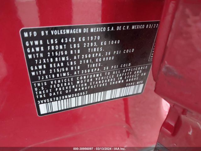3VVSX7B29NM060957 Volkswagen Taos 1.5t Se
