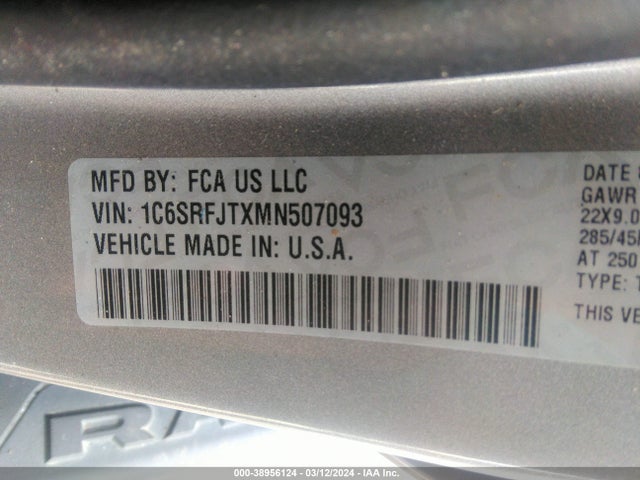 RAM 1500 Laramie  4x4 5'7 Box 2021 1C6SRFJTXMN507093 Image 9