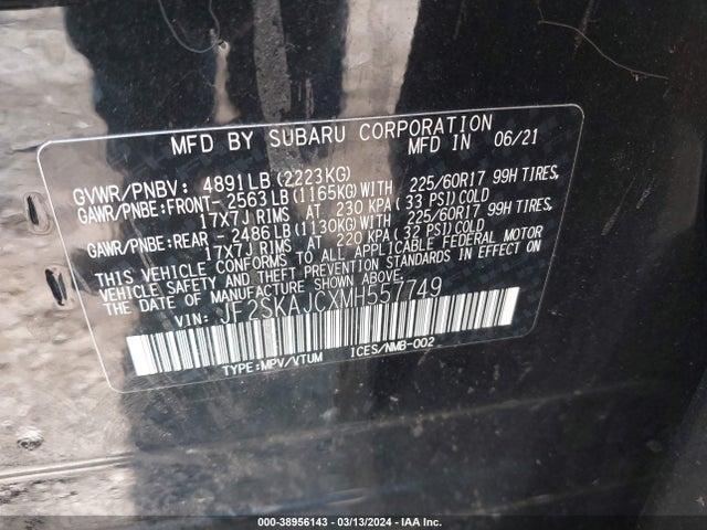 Subaru Forester Premium 2021 JF2SKAJCXMH557749 Image 9