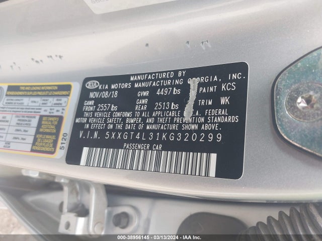 KIA Optima Lx 2019 5XXGT4L31KG320299 Image 9