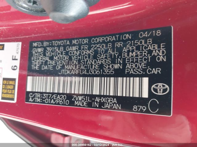 JTDKARFU4J3061355 Toyota Prius Four