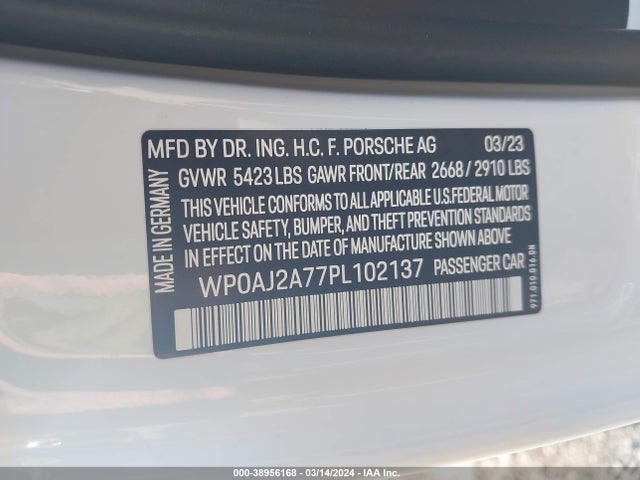 2023 PORSCHE PANAMERA WP0AJ2A77PL102137 Photo 8