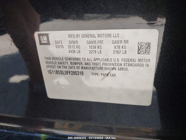 Chevrolet MALIBU LS 2015 1G11B5SL9FF286318 Image 9