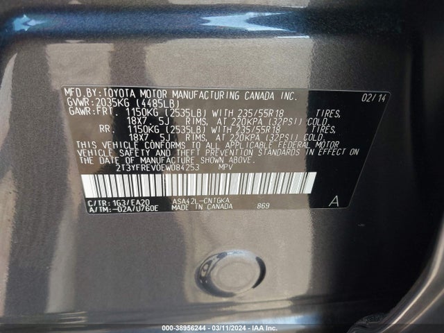 Toyota Rav4 Limited 2014 2T3YFREV0EW084253 Image 9