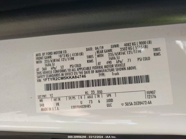 1FTYR2CM5KKA84746 Ford Transit-250