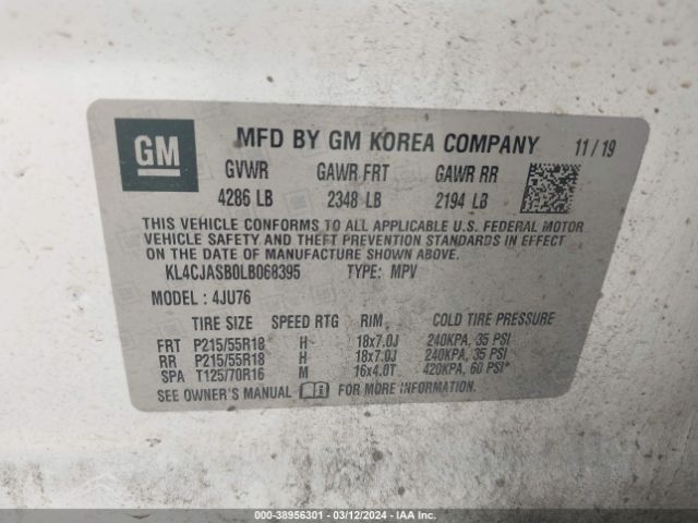 KL4CJASB0LB068395 Buick Encore Fwd Preferred