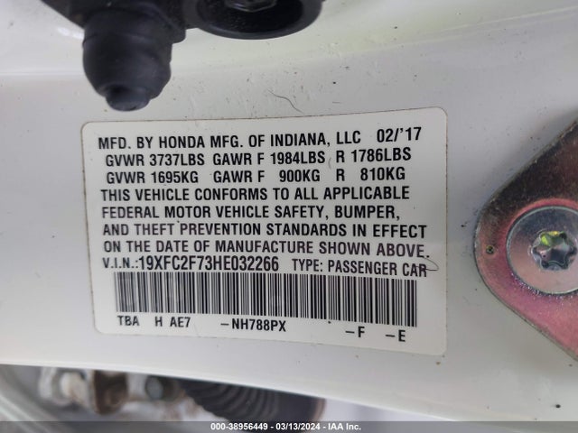 Honda CIVIC EX 2017 19XFC2F73HE032266 Image 9