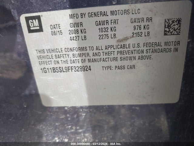 Chevrolet MALIBU LS 2015 1G11B5SL9FF328924 Image 9