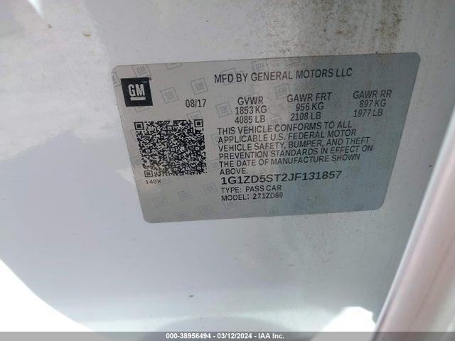 Chevrolet MALIBU LT 2018 1G1ZD5ST2JF131857 Image 9