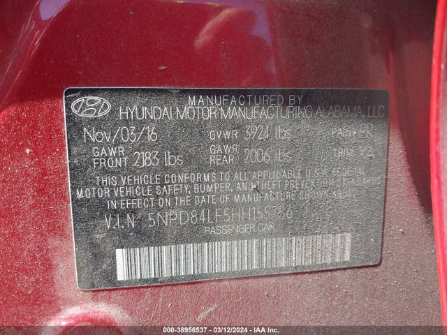 Hyundai ELANTRA SE 2017 5NPD84LF5HH155756 Image 9