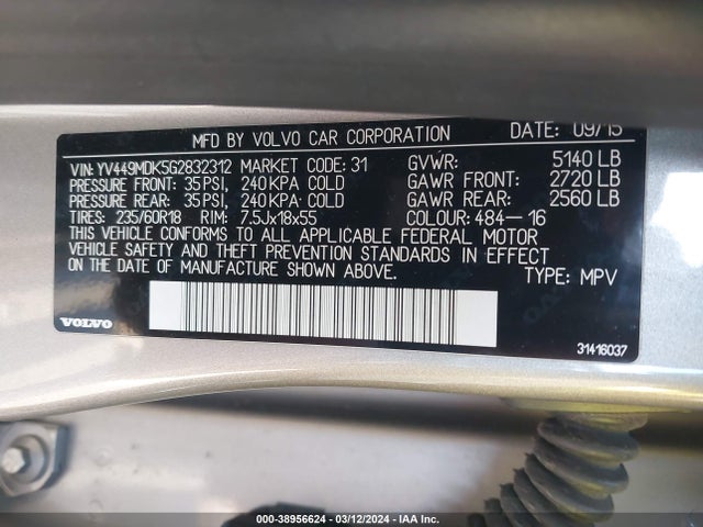Volvo Xc60 T6 Drive-e 2016 YV449MDK5G2832312 Image 9