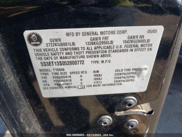 2005 SAAB 9-7X 5S3ET13S052800772 Photo 8