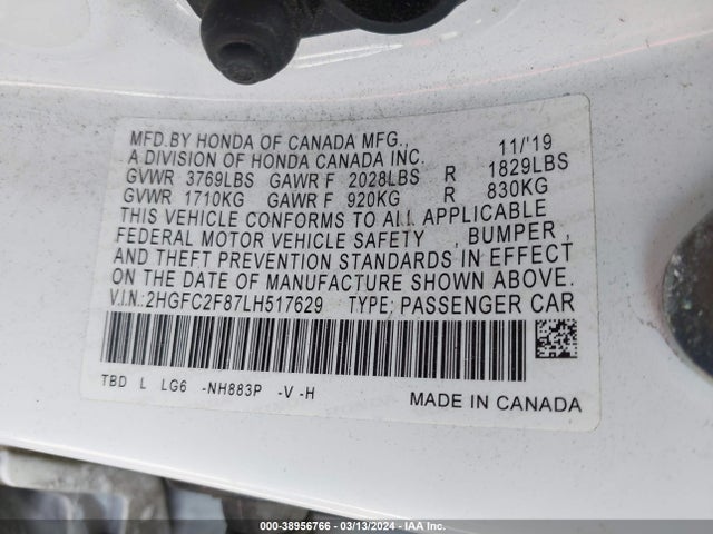 Honda Civic Sport 2020 2HGFC2F87LH517629 Image 9