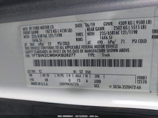 Ford Transit-350 2019 1FTBW2CM0KKB28277 Image 9