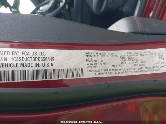 Dodge Durango R/t Premium Awd 2023 1C4SDJCT3PC656419 Image 9