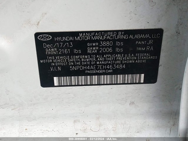 Hyundai ELANTRA SE 2014 5NPDH4AE7EH463484 Image 9
