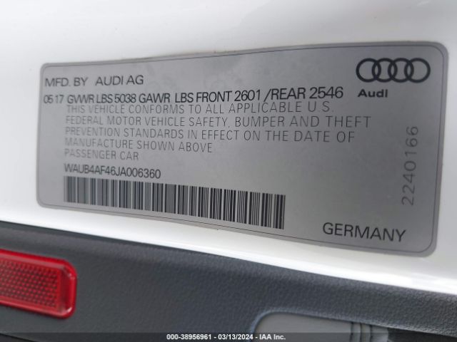 WAUB4AF46JA006360 Audi S4 3.0t Premium Plus