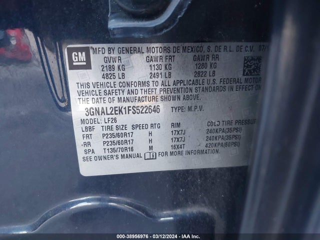 Chevrolet Captiva Sport 2ls 2015 3GNAL2EK1FS522646 Image 9