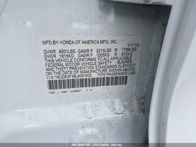 19UDE2F38LA001932 Acura Ilx Standard