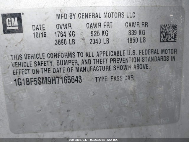 Chevrolet Cruze Premier Auto 2017 1G1BF5SM9H7165643 Image 9