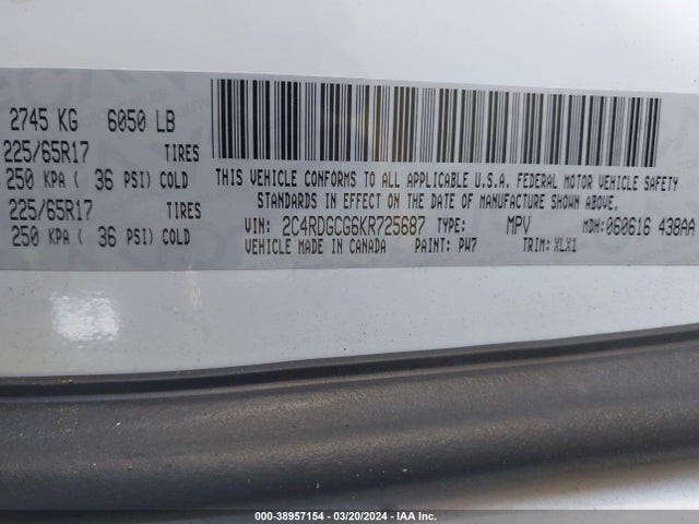 Dodge Grand Caravan Sxt 2019 2C4RDGCG6KR725687 Image 9