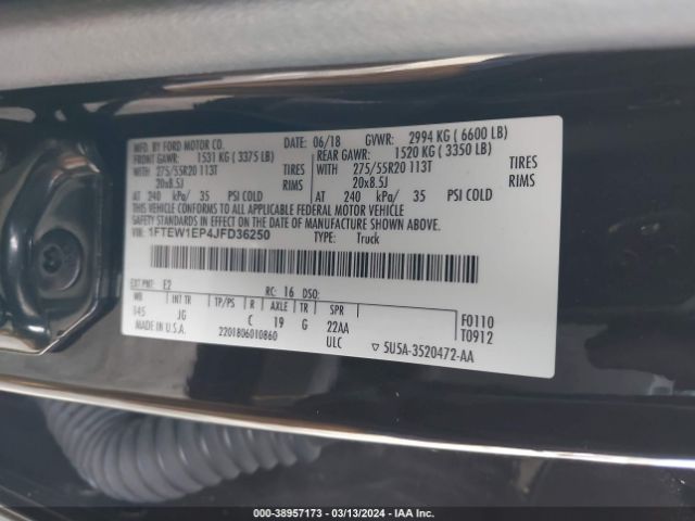 1FTEW1EP4JFD36250 Ford F-150 Xl
