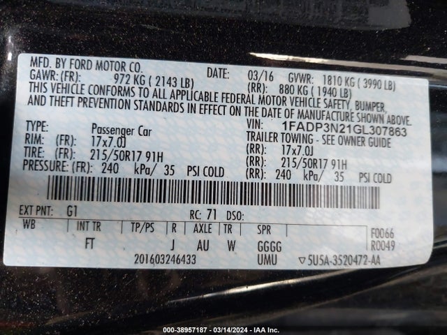 Ford Focus Titanium 2016 1FADP3N21GL307863 Image 9