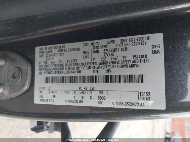 1FMCU9G6XLUB64106 Ford ESCAPE SE
