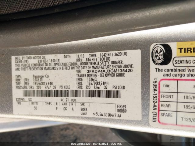 3FADP4AJ3GM135420 Ford FIESTA S