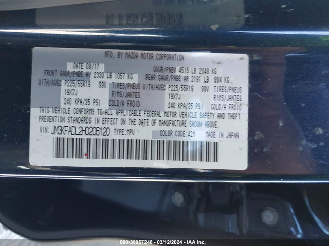 Mazda Cx-5 Grand Touring 2017 JM3KFADL2H0206120 Image 9