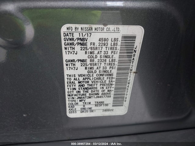 Nissan ROGUE SV 2018 JN8AT2MT1JW457799 Image 9