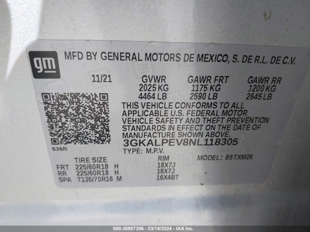 3GKALPEV8NL118305 GMC Terrain Fwd Slt