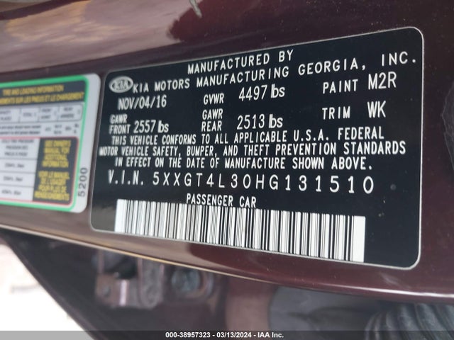 KIA Optima Lx 2017 5XXGT4L30HG131510 Image 9
