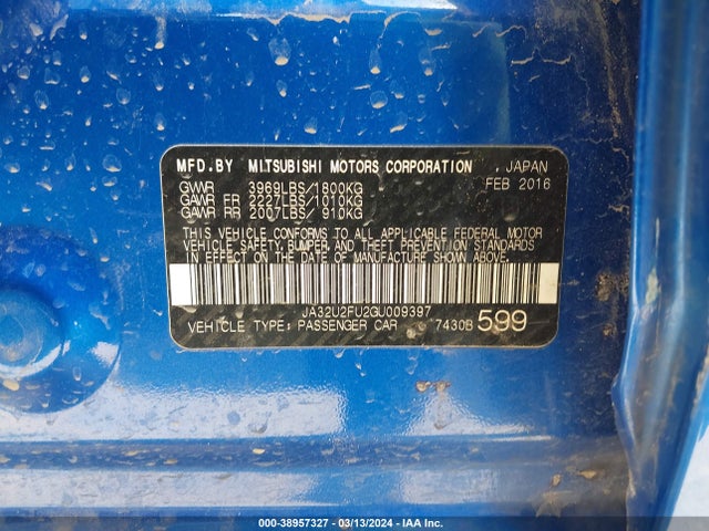 JA32U2FU2GU009397 Mitsubishi LANCER ES