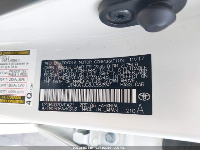Toyota COROLLA IM 2018 JTNKARJE8JJ563941 Image 9