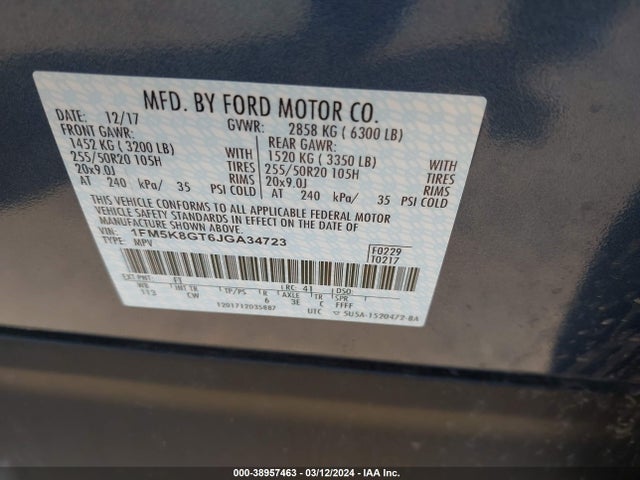 Ford EXPLORER SPORT 2018 1FM5K8GT6JGA34723 Image 9