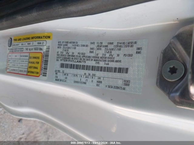 Ford RANGER XL 2020 1FTER1FH7LLA96775 Image 9