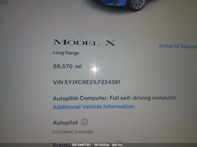 5YJXCBE21LF234391 Tesla Model X Long Range Dual Motor All-wheel Drive/long Range Plus Dual Motor All-wheel Drive