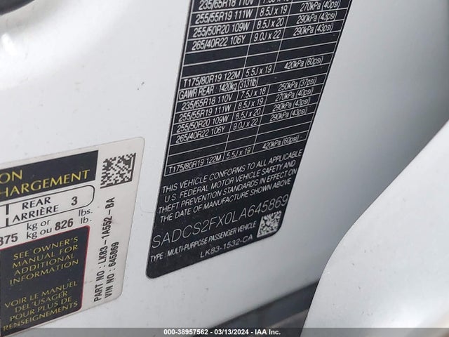 2020 JAGUAR F-PACE SADCS2FX0LA645869 Photo 8