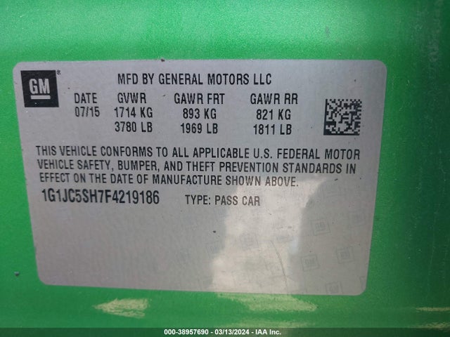 Chevrolet Sonic Lt Auto 2015 1G1JC5SH7F4219186 Image 9