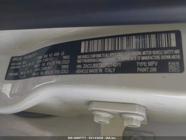 ZACCJBBTXGPD74911 Jeep Renegade Latitude