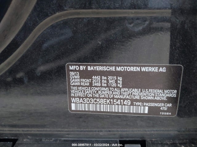 BMW 328D 2014 WBA3D3C58EK154149 Image 9