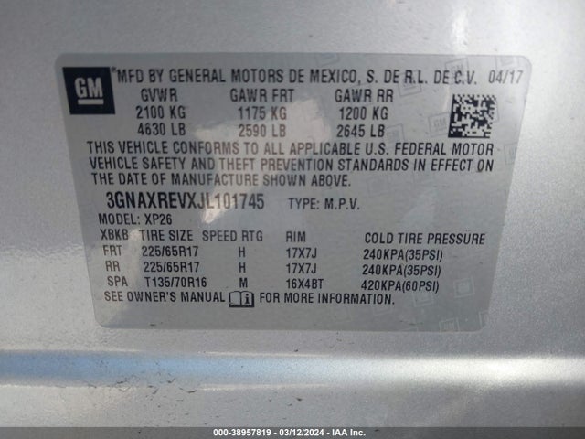 Chevrolet EQUINOX LS 2018 3GNAXREVXJL101745 Image 9