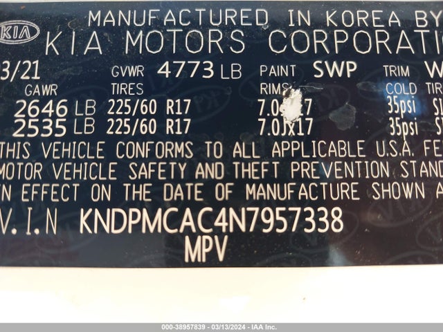 KIA Sportage Lx 2022 KNDPMCAC4N7957338 Image 9