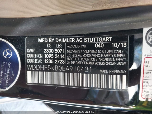 Mercedes-Benz E 350 2014 WDDHF5KB0EA910431 Image 9