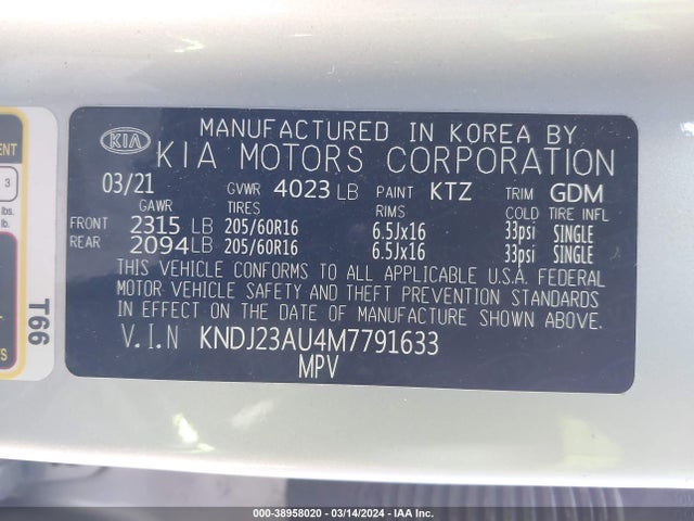 KIA SOUL LX 2021 KNDJ23AU4M7791633 Image 9