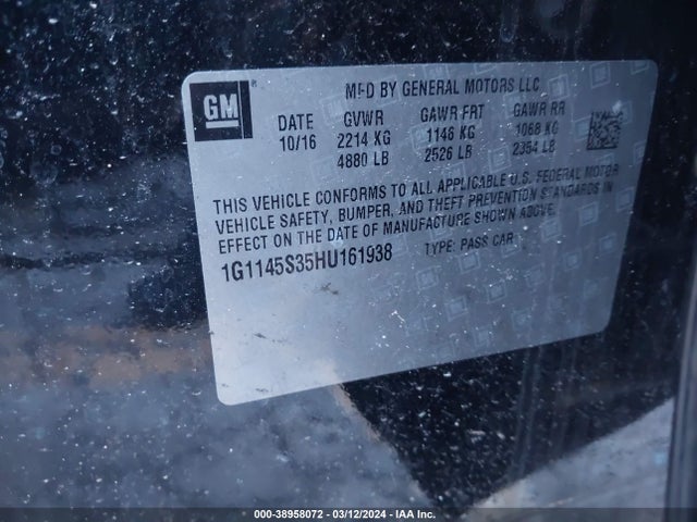 Chevrolet IMPALA 2LZ 2017 1G1145S35HU161938 Image 9