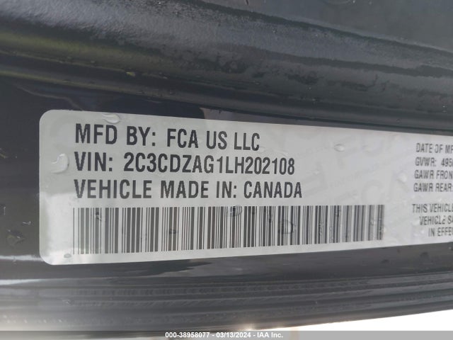 Dodge Challenger Sxt 2020 2C3CDZAG1LH202108 Image 9