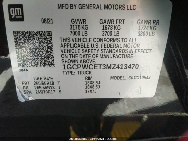 Chevrolet Silverado 1500 2wd  Short Bed Lt 2021 1GCPWCET3MZ413470 Image 9