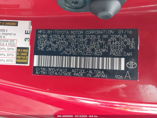JTKJF5C77GJ021823 Scion TC